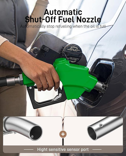 1 Inch NPT Automatic Fueling Nozzle 1-3/16 Inches(OD=30mm) Spout Auto Shut Off Aluminum Alloy, High Spout Car Refilling Nozzles Used for Diesel Petrol Gasoline Kerosene