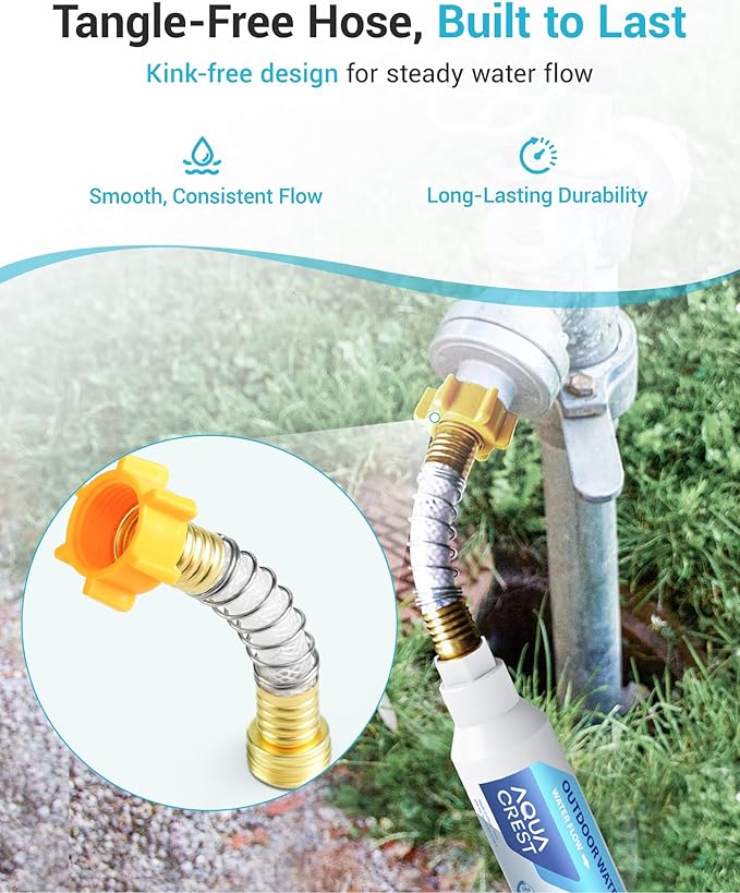 AQUA CREST Inline Water Filter, Dedicated for Car Washing, Window & Yard Cleaning, Effectively Reduce Hard Water Spots, Soften Water, Upgraded Formula, 4 Pack with 2 Hose Protector