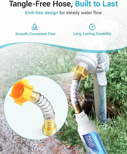 AQUA CREST Inline Water Filter, Dedicated for Car Washing, Window & Yard Cleaning, Effectively Reduce Hard Water Spots, Soften Water, Upgraded Formula, 4 Pack with 2 Hose Protector