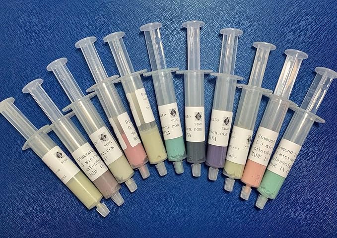 SIGNI 11Pcs Diamond Polishing Compound Lapping Paste Syringes 0.5 to 40 Micron 5 Gram for Polishing Metal and Jewelry (Water Based)