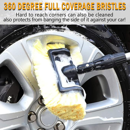 MOFEEZ 10" Car Wash Brush with Soft Detailing Bristle, Flow-Thru Dip Brush for Car Boat RV Camper Truck Washing
