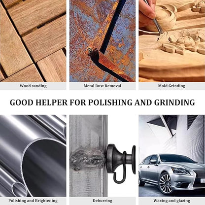 ZHONG AN 1/2/3 in Mini Orbital Sander Pneumatic da sander Polisher Smooth and Swirl Freely for Auto Body Work Wood working with 18Pcs 1/2/3in Polishing Sponge & Wool Pads, 30Pcs Sandpapers(Yellow)