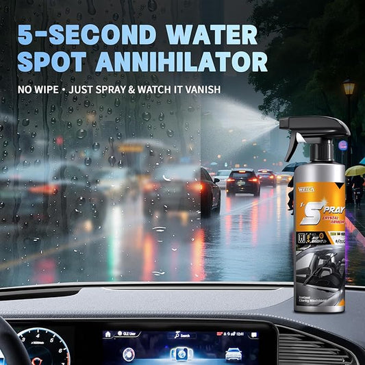 5-Sec Water Spot Remover for Cars - Streak-Free Windshield Cleaner with 45-Day Rain Protection, Safe on Tint/Trim (2)