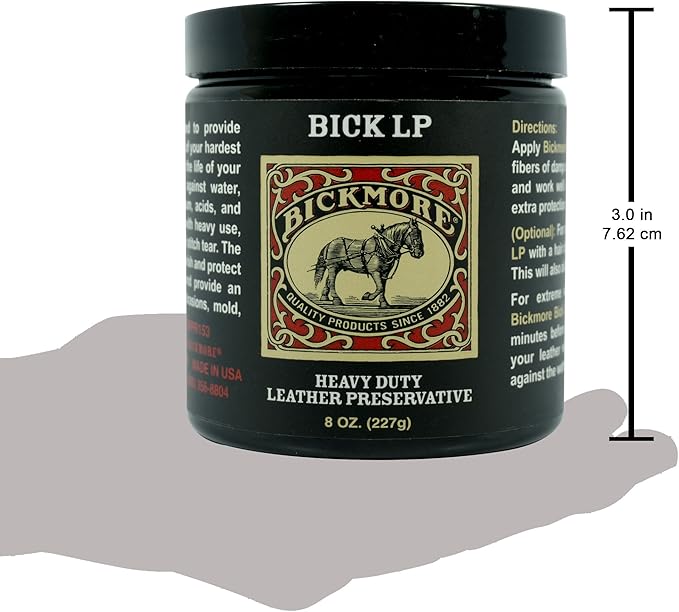 Bickmore Heavy Duty Leather Conditioner, Scratch Repair - LP 8oz | Preservative, Protector & Restorer Balm for Dry, Cracked, Scratched Leather | Made in USA