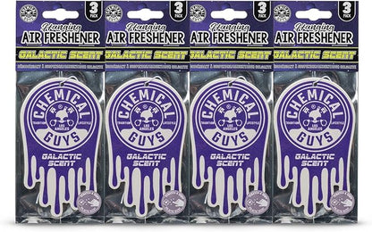 Chemical Guys Hanging Air Freshener, Galactic Scent 12 Pack, Great for Cars, Trucks, SUVs, RVs, Home, Garage, Workspace, Dorm Room & More (4 x 3 Packs) - AIR42304