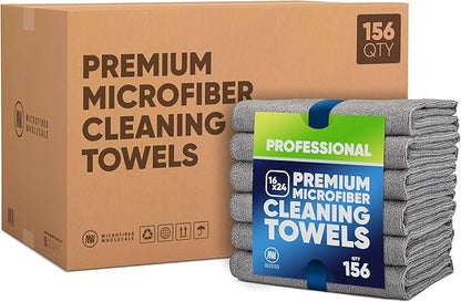 Microfiber Wholesale 16" x 24" Pro Multi Surface Microfiber Towels | Case of 156 | Gray