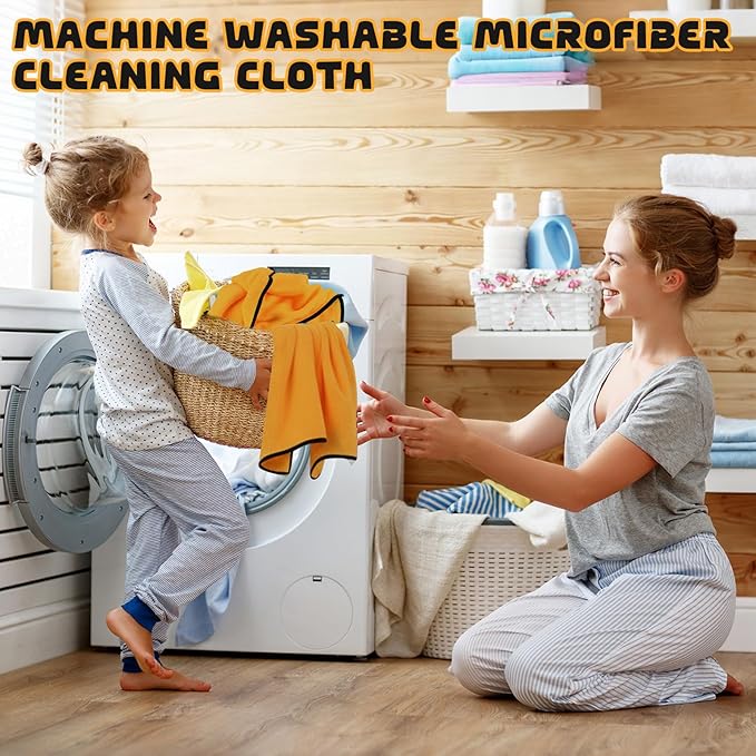 Tallew 100 Pcs Microfiber Towels 16 Inch x 16 Inch Microfiber Cloth Car Drying Towels for Cars Washing Polishing Office Windows Cleaning Household Supplies (Yellow)