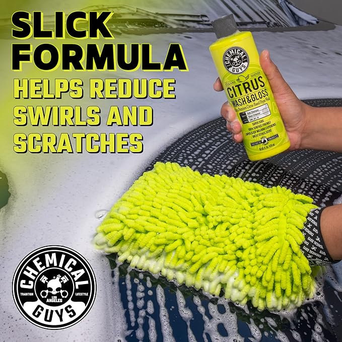 Chemical Guys Citrus Wash & Gloss Foaming Car Wash Soap - High Suds Formula Foam Cannon Soap for Foam Blasters, or Bucket Washes - Safe on Paint, Clear Coat, and Wax, Citrus Scent - 128 oz