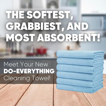 Microfiber Wholesale 16" x 24" Pro Multi Surface Microfiber Towels | 6 Pack (Blue)