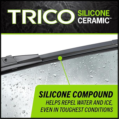 TRICO Silicone Ceramic Automotive Replacement Windshield Wiper Blade, Ceramic Coated Silicone Super Premium All Weather includes 21 inch & 20 inch Beam blades for Select Vehicle Models (90-2120)