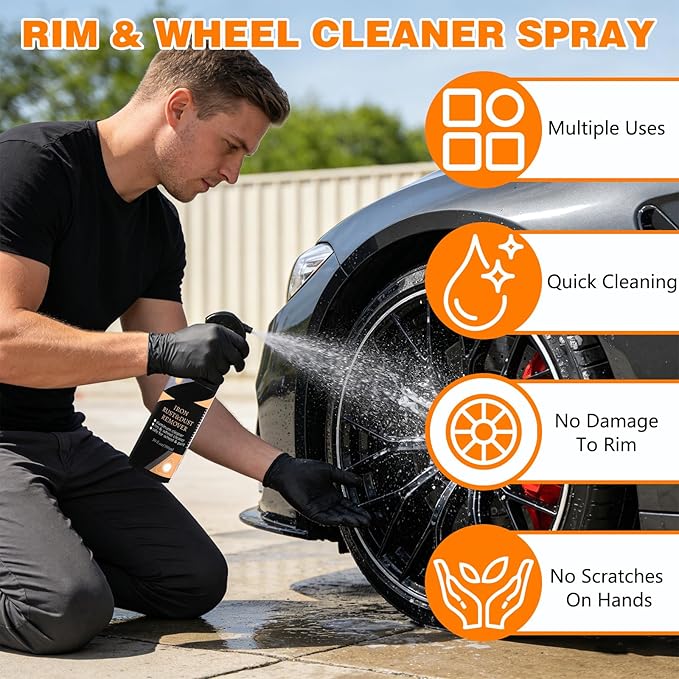 NUOKOU Rim & Wheel Cleaner Spray, Iron Rust & DUST Remover, Purple Color Changing Iron Remover, Rust for Most Wheel