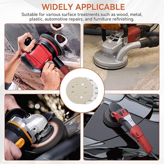 80PCS 5 Inch Sanding Discs Hook & Loop Sandpaper 1500/2000/2500/3000/4000/5000/7000/10000 Grit Orbital Wet Dry Sandpaper with 2PCS Interface Pads for Automotive Wood Metal Polishing
