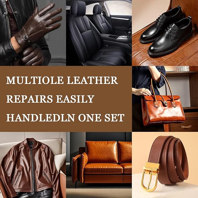 Jughozu Leather Repair Kit for Furniture, Car Seats, Jacket, 2026 New Vinyl Repair Kit with Easy Instructions to Match Any Color. Fix Tears, Scratches, Holes & Peeling on Genuine, Faux, Bonded.