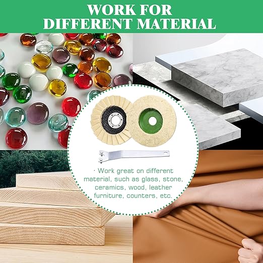 Yauhar 11Pcs Wool Buffing Polishing Wheel Set Contains 4-1/2 x 7/8 Inch Arbor Buffing Felt Flap Disc with Wrench and 4 Inch Buffer Polishing Pads for Angle Grinder