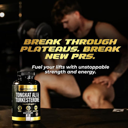 Turkesterone & Tongkat Ali for Men – Natural Testosterone Support, 2-in-1 High Potency Turkesterone Supplement for Men & Women - Made in USA & 3rd Party Tested
