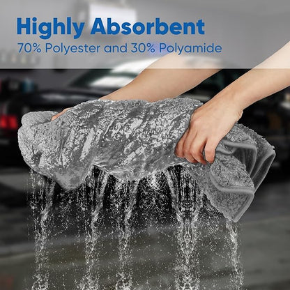 HOMEXCEL Car Drying Towel (36"x 24"), 1200GSM Ultra Absorbent Car Cleaning Cloth, Streak-Free Microfiber Drying Towel, Great for Cars, Trucks, SUVs, RVs, Motorcycles Grey