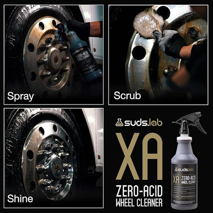 Suds Lab XA Zero-Acid Wheel Cleaner - Cleans Brake Dust and Grime for Car Rims and Tires - Safe on Chrome, Alloy and Aluminum Rims - 64 oz
