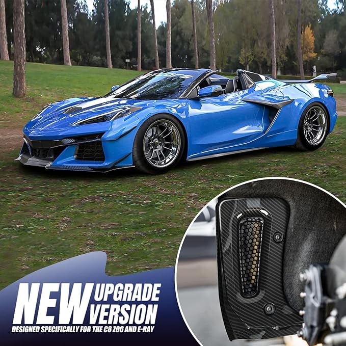 BILLFARO Extended Rear Splash Guards Mud Flaps,Carbon Fiber Pattern Wheels Rock Guards Mudflap Fender Mudguard Mud Guards Protector ﻿Accessories for Corvette C8 Z06 2023+ for C8 E-Ray 2024+