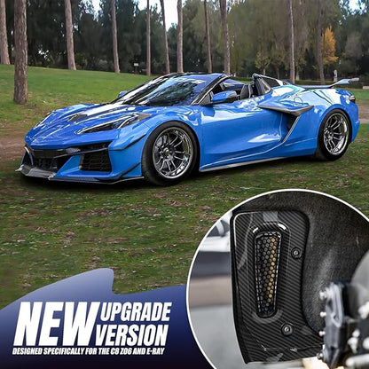 BILLFARO Extended Rear Splash Guards Mud Flaps,Carbon Fiber Pattern Wheels Rock Guards Mudflap Fender Mudguard Mud Guards Protector ﻿Accessories for Corvette C8 Z06 2023+ for C8 E-Ray 2024+