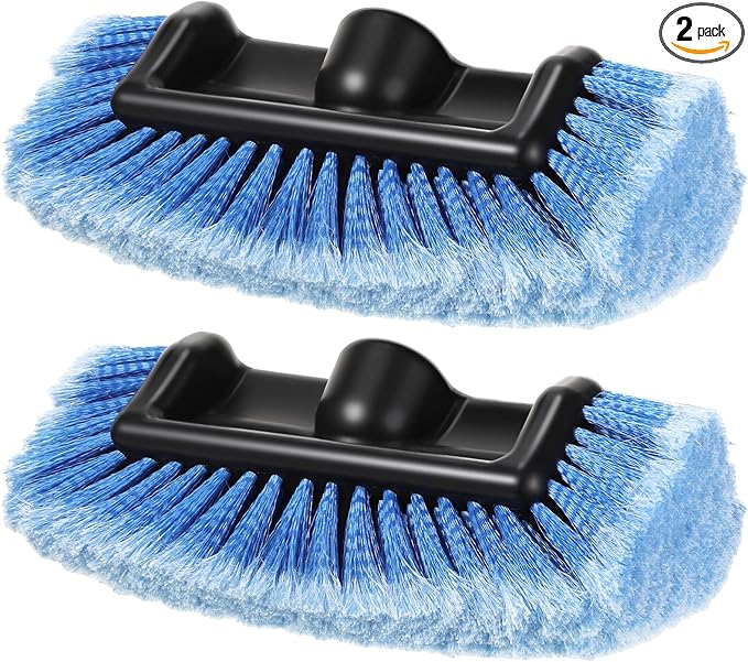 Tanlade 2 Pcs Car Wash Brush Head with Soft Detailing Bristle Flow Through Car Cleaning Brush Exterior Wash Equipment for Auto Truck RV Boat Camper(12 Inch,Blue)