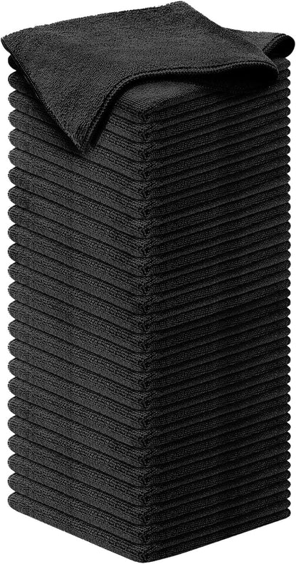 USANOOKS Microfiber Cleaning Cloth - 1200 Washes, Ultra Absorbent Towels Grip Root Weave Grime - 50pack - Black