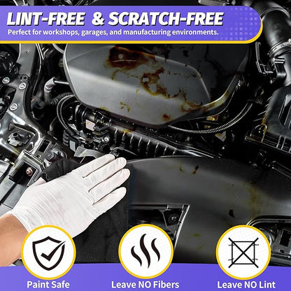 HOMERHYME Microfiber Cleaning Cloth, 150 Pack Black Cleaning Rags Microfiber Towel Bulk Absorbent Lint-Free Wash Cloths, All-Purpose Towels for Cars, Shop, Automotive, Garage, Home & Kitchen