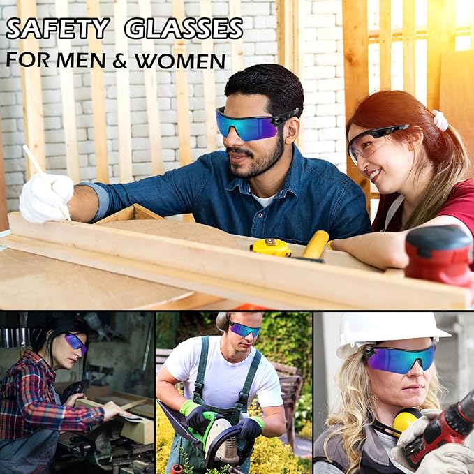 OXG 6 Pack Safety Glasses for Men Women, ANSI Z87.1 Work Glasses Anti Scratch Protective Eyewear with UV400 Protection