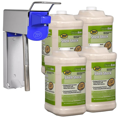 Zep Shell Shock Walnut-Based Pro Hand Cleaner D-4000 Hand Soap Dispenser - 1 Gal (Case of 4) - 318524 - Biodegradable Soy and Walnut-Based Formula