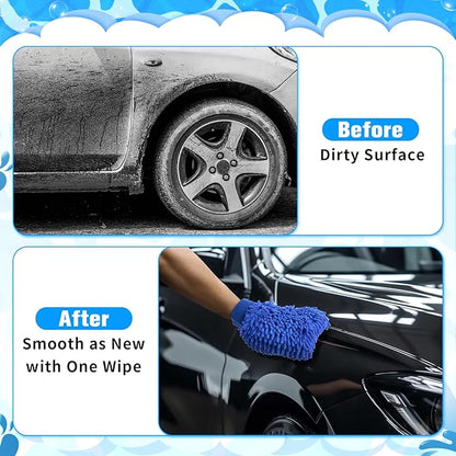 Patelai 30 Pcs Car Wash Mitt Scratch Free Microfiber Chenille Car Wash Gloves Double Sided Absorbent Mitt for Washing Cleaning Cars Trucks Boats, 9.45 x 5.9 Inch