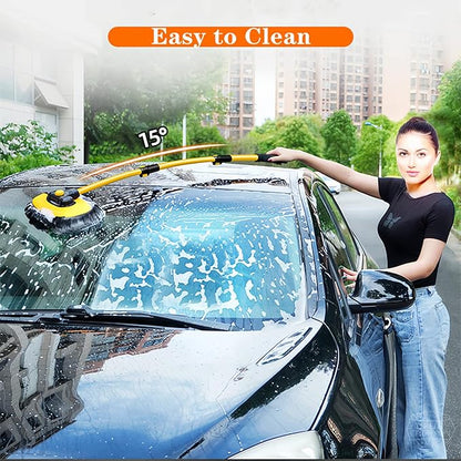 Upgrade Car Wash Brush Mop with Long Handle,Chenille Microfiber Car Wash Brush Car Cleaning Brush Kit Car Wash Mop Supplies Car Washing Brush with Scratch-Free Replacement Head