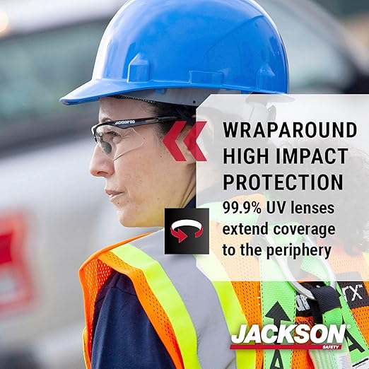 Jackson Safety SG Safety Glasses – Eye Protection for Men and Women – ANSI Z87.1 (Pack of 12)