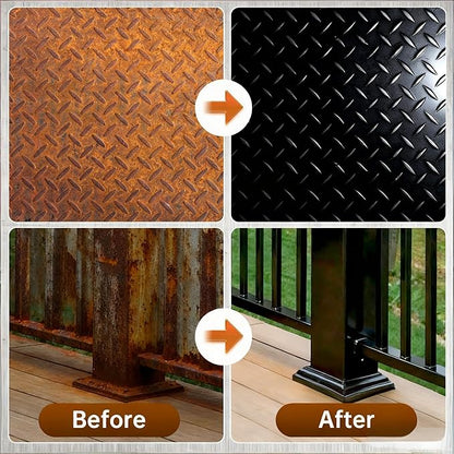 Black Rust Converter for Metal, 2-in-1 Rust Inhibitor Paint & Metal Primer Water-Based Rust Remover for Cars, Trailers, Fences, Industrial Tools, Long-Lasting Barrier 70oz
