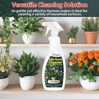 comeast Silk Plant Cleaner Spray No Wipe, Artificial Plant Cleaner and Silk Flower Cleaner Spray, Silk Flower Cleaner Spray No Wipe Spray Away Dust Remover, Drips Dry Faux Plant Spot16.91 Fl oz