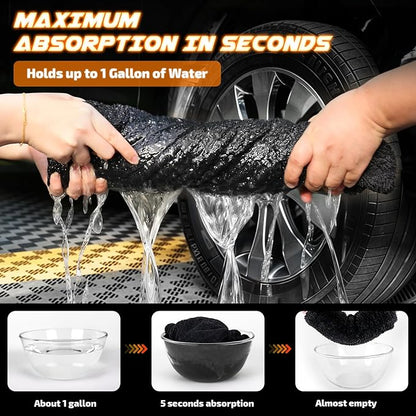 2-Pack 1200 GSM Car Drying Towels – Microfiber Towels for Cars (36" x 24"), Ultra-Absorbent, Streak-Free, Scratch-Free, No Water Spots, Double-Twist Pile & Edgeless Design(Orange)