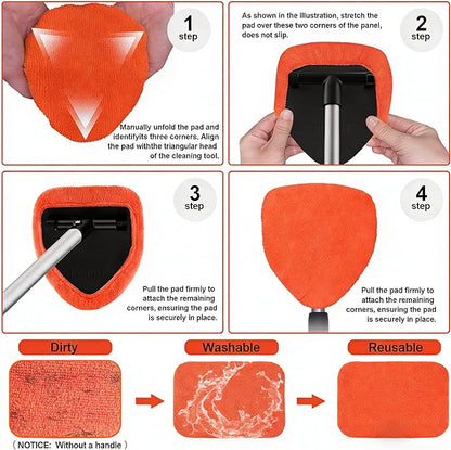 XINDELL 5 Pack Microfiber Pads – Replacement Heads Cover for Xindell Windshield Cleaner Tools. Washable & Reusable Triangle Pads (Red). Fits Window Reach Tool - Handle Not Included