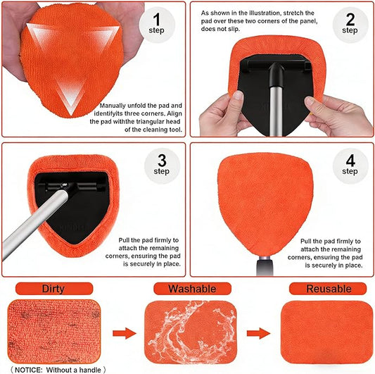 XINDELL 5 Pack Microfiber Pads – Replacement Heads Cover for Xindell Windshield Cleaner Tools. Washable & Reusable Triangle Pads (Red). Fits Window Reach Tool - Handle Not Included