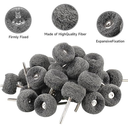 100 PCS Abrasive Buffing Wheels,1 Inch Buffing Polishing Wheel Set for Rotary Tool Accessorie 1/8'' (3mm) Shank, Grey 600 Grits for Metal,Wood, Rust Removal