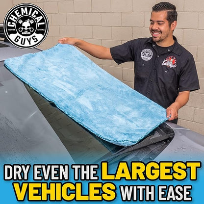 Chemical Guys Woolly Mammoth Large Microfiber Drying Towel - 36 x 25 Inch Blue, Ultra Plush Super Absorbent Car Drying Towel for Cars, Trucks, SUVs, Motorcycles, RVs, and Auto Detailing - 2 Pack