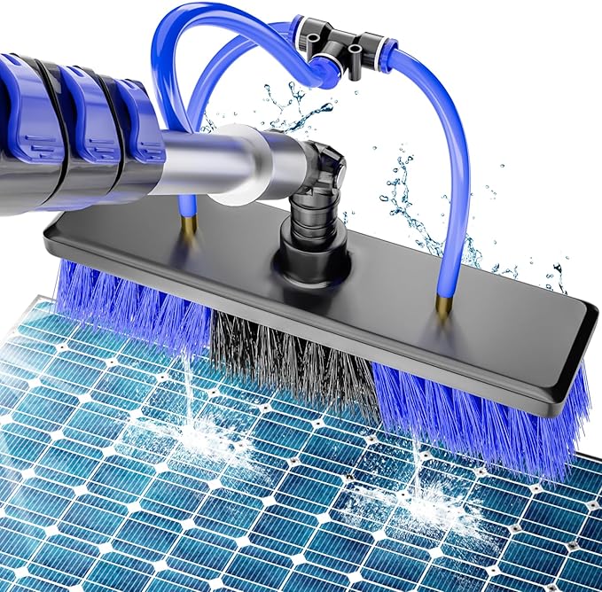 20FT Water Fed Solar Panel Cleaning Kit, Telescopic Solar Panel Cleaning Brush with Extension Pole & Soap Dispenser for Household & Outdoor