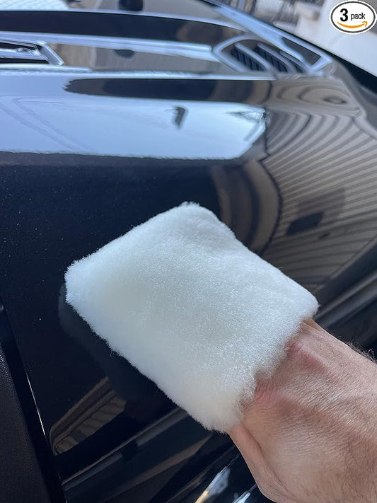 Genuine Lambswool Fingertip Mitt Applciator - Auto Detailing 2", 3" 4" (3, 3")