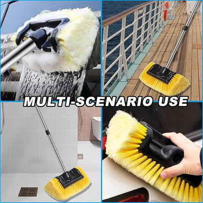 Car Wash Brush with Long Handle – Five-Sided Soft Bristle Brush for Car, Truck, SUV, RV, Boat & House Siding Cleaning