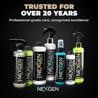 Nexgen Interior Conditioner (8oz) - Non-Greasy, UV-Blocking Formula - Fresh Leather Scent - On-the-Go Car Detailing - Car Cleaning Supplies - For Car Seats, Dashboards, Door Panels, & More