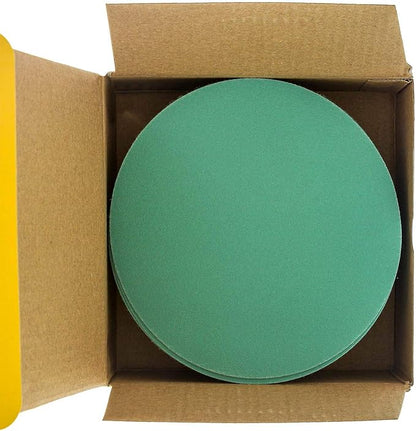 Dura-Gold Premium 5" Green Film Sanding Discs - 220 Grit (Box of 50) - Hook & Loop Backing Sandpaper Discs for DA Sanders, Finishing Medium Fine Cut Abrasive - Sand Automotive Paint, Woodworking Wood