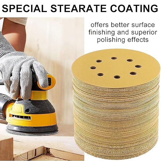LotFancy 100 PCS 150 Grit Sandpaper, 5 Inch 8 Hole Sanding Disc Aluminum Oxide, Orbital Sander Sandpaper for Stripping Paint, Sand Paper for Wood, Plastic, Rust Removal, Random Orbital Sander Pads