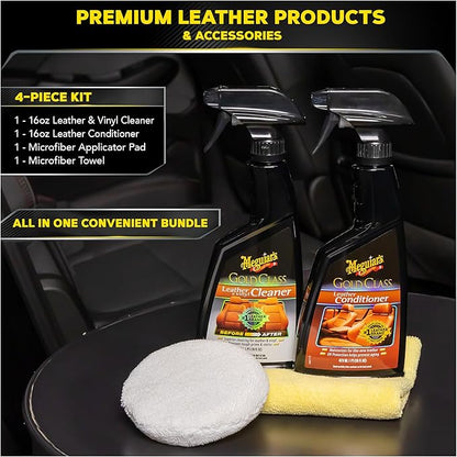 Meguiar's Leather Care Kit - Premium Car Cleaner and Conditioner – The Perfect Interior Care for Automotive Seats, Leather Cleaner for Car Interior, 2 Bottles, 16 fl oz each