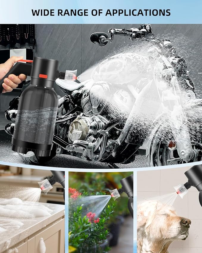 Uten Cordless Electric Foam Sprayer - 2L Foam Pump Sprayer, Car Washing Applicator, Tangle-Free for Cars, Daily Cleaning, Pets