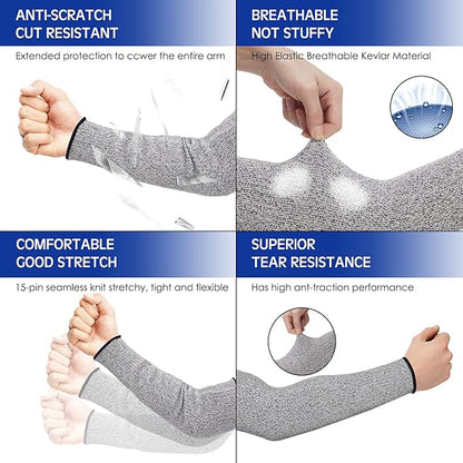 Geyoga 2 Pairs Arm Sleeves Guards Arm Protectors for Thin Skin and Bruising Protective Cut Resistant Sleeves for Men Women(X-Large,Hppe,Gray)