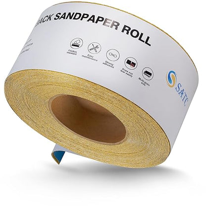 S SATC 100 Grit PSA Longboard Sandpaper 20 Yard Long Continuous Roll, 2-3/4" Wide Self Adhesive Stickyback Sanding Sheets for Automotive, Hand Sanding Blocks,Woodworking, Metal, Plastic
