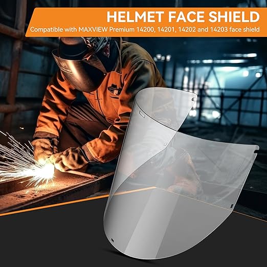 Feekoon 2 Pack Replacement Window Compatible with Jackson Safety MAXVIEW Premium Face Shield Mask, Face Shield Replacement Lens for Grinding, Cutting, Clear Tint, Polycarbonate, Uncoated