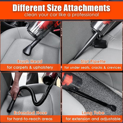 Viewsun Car Cleaning Kit, Orange 17pcs Car Interior Detailing Kit with High Power Handheld Vacuum, Detailing Brush Set, Windshield Cleaner, Cleaning Gel, Complete Auto Accessories for Women Men Teens